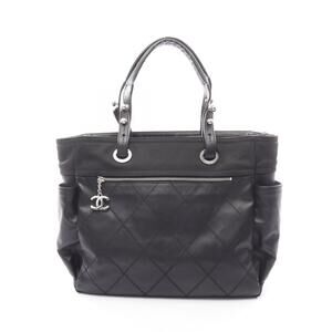 Chanel Paris Biarritz Tote Bag Canvas Leather Black